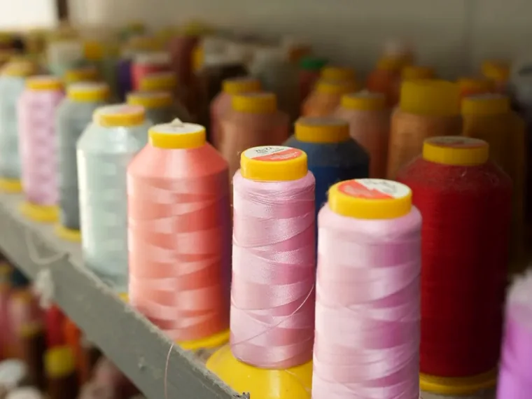 Color thread cones used for plush embroidery and sewing material preparation