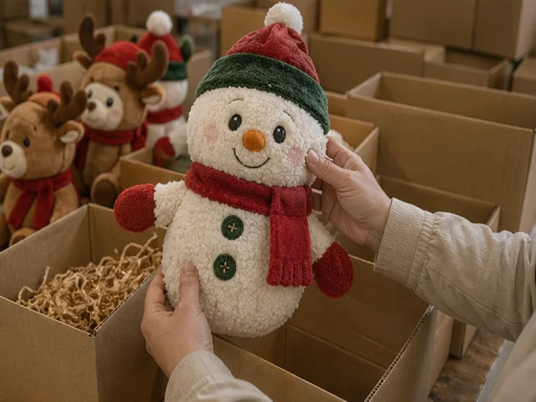 Christmas plush quality control and holiday carton packing