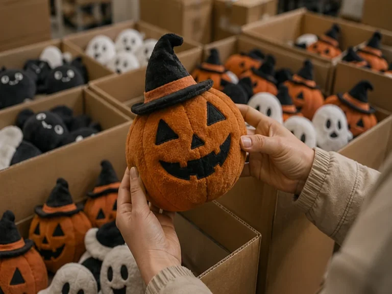 Halloween plush bulk inspection and seasonal packing