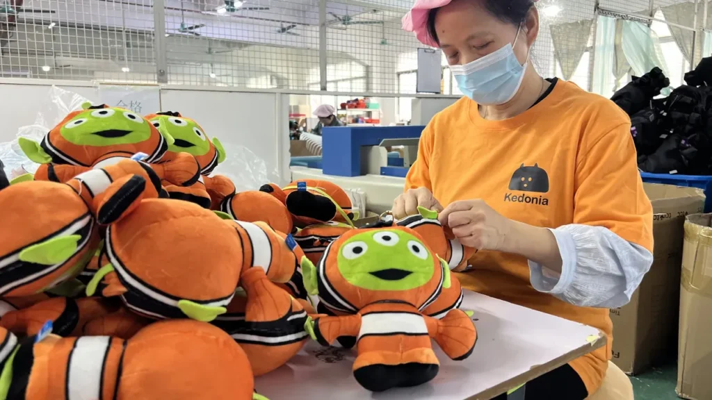 Factory project review area for custom plush customer work