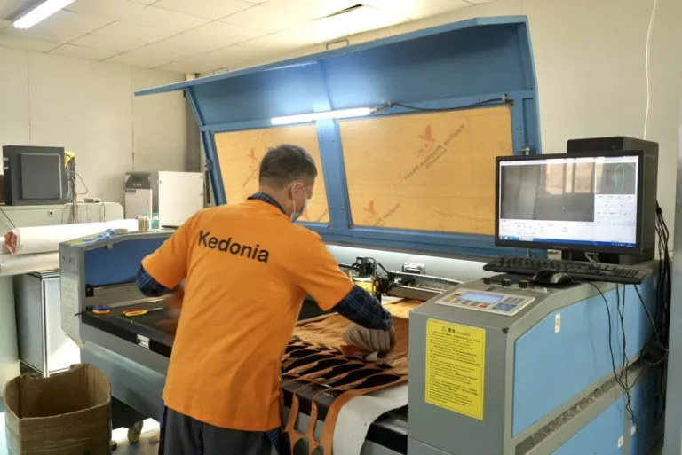 CAD controlled cutting table used for plush pattern and panel preparation