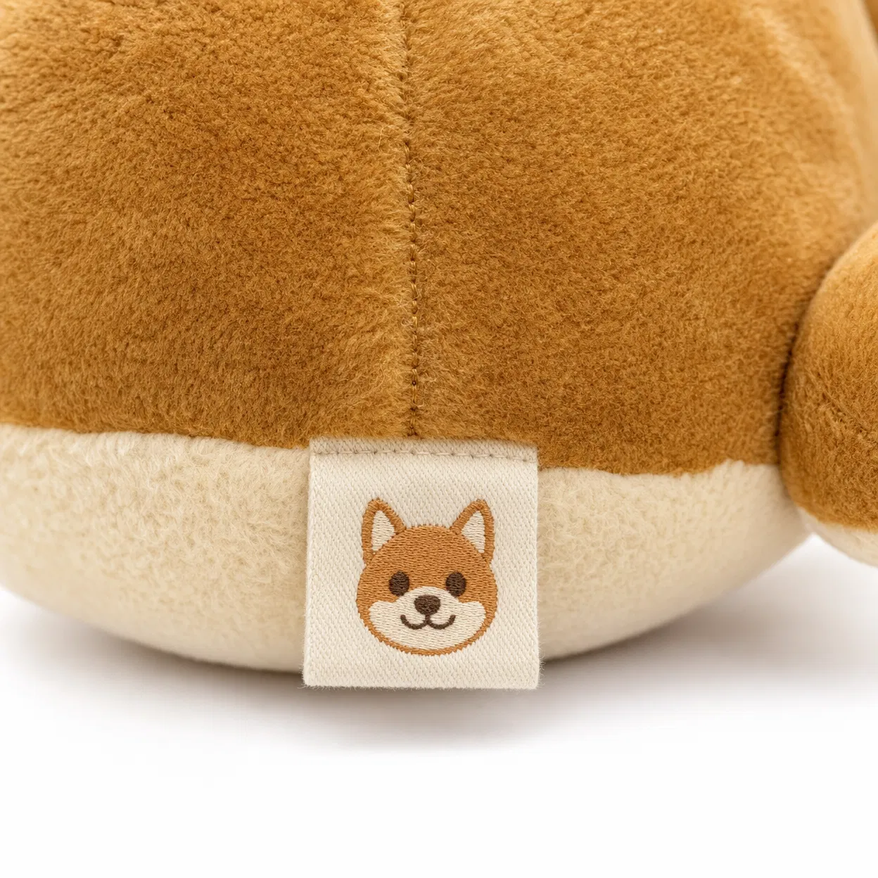 Sewn-In Label logo integration example on custom plush toy