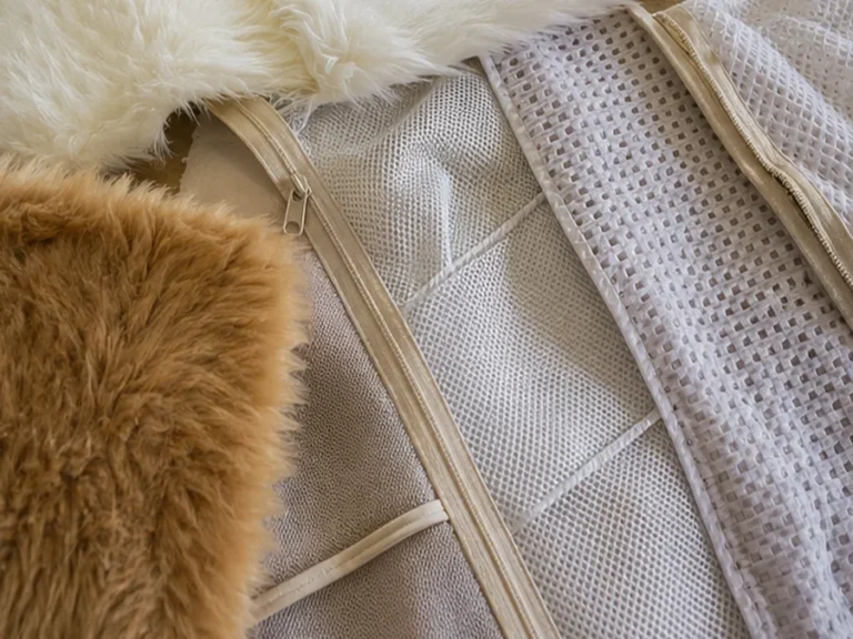 Mascot costume faux fur and breathable mesh material details
