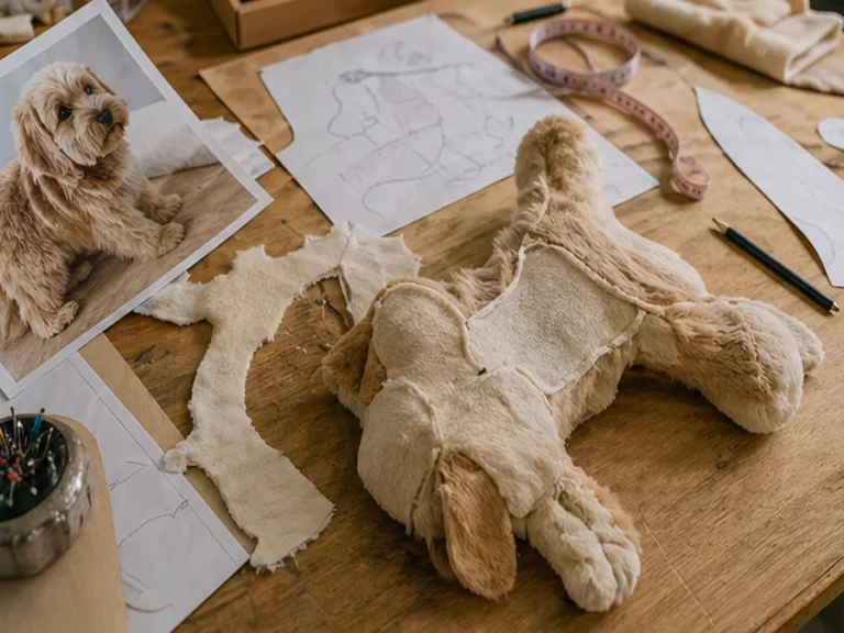Pet plush pattern making from pet photo with unstuffed plush shell